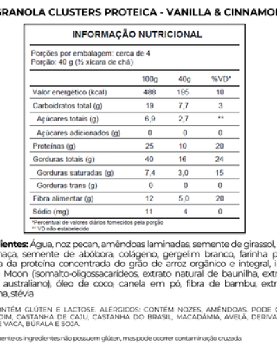GRANOLA CLUSTERS PROTEICA - VANILLA& CINNAMON